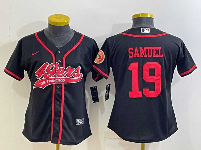 Women%27s San Francisco 49ers #19 Deebo Samuel Black With Patch Cool Base Stitched Baseball Jerseys